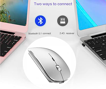 Bluetooth Wireless Mouse for Laptop mac MacBook ipad MacBook air MacBook pro pc Desktop Computer Windows Chromebook Notebook (Silver) - color: silver