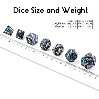 DNDND Metal Dice, 7 PCS Dragon Scale Metallic DND Die with Gift Metal Case for Dungeons & Dragons D&D (Teal with Black Edge) - color: Teal With Black Edge