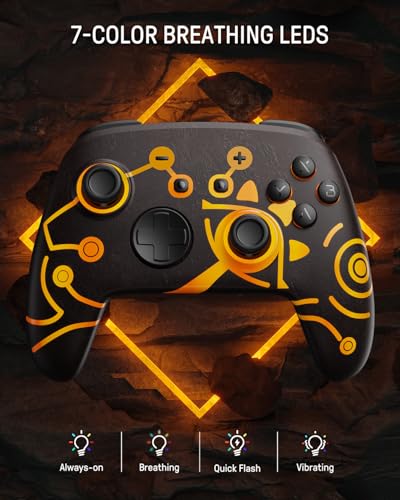 FUNLAB Switch Pro Controller Wireless, Switch Controller Compatible with Switch/OLED/Lite, Bluetooth Controller with 2 Back Buttons, Light Up Switch Controller with 7 LED Colors/Turbo/Motion Control - color: Z-Orange