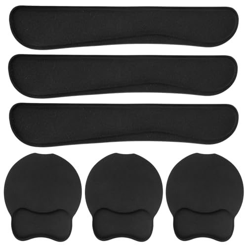 6 Pcs Mouse Pad and Keyboard Wrist Rest, Keyboard and Mouse Pad Set with Wrist Support, Ergonomic Memory Foam Wrist Rest for Computer Keyboard Office, Gaming, Computer, Laptop, Typing Comfort