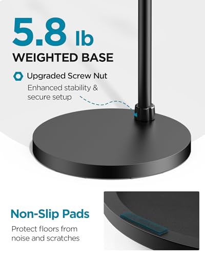 InnoGear Mic Stand Floor Max Height 82.28" Microphone Stand Holder Boom Arm | for Blue Yeti Shure Fifine HyperX, Extendable, Seated to Standing, Stable, For Any Recording Setup, Mini Height 30.82"