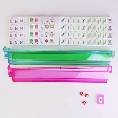 American Mahjong Game Set, Portable Carrying Bag,Acrylic 160 Tiles,Western Mahjong Tiles Set,Complete Ma Jong Set (Red) - color: Red