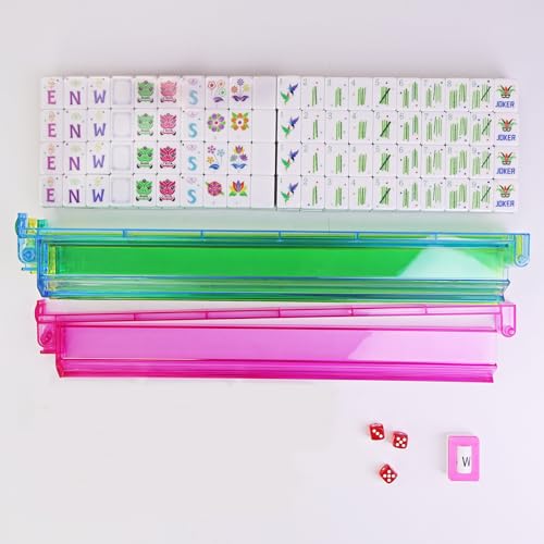 American Mahjong Game Set, Portable Carrying Bag,Acrylic 160 Tiles,Western Mahjong Tiles Set,Complete Ma Jong Set (Red) - color: Red