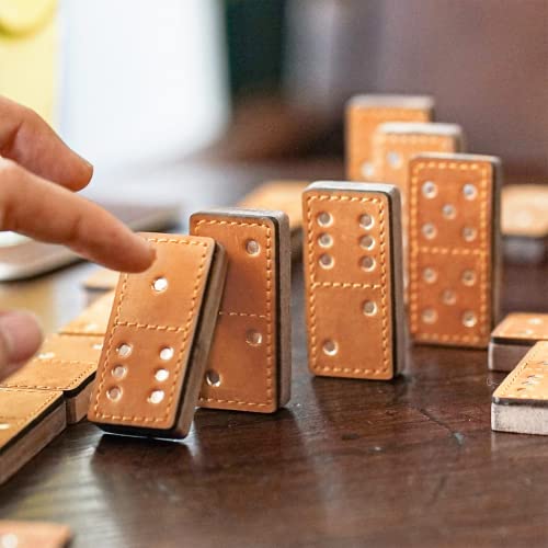 Dominoes Set for Adults 28 Tiles, Domino & Tile Games Set for Classic Board Games, Wooden Dominoes Double 6, Double Six Standard Dominoes Set, Light Brown - color: Light Brown