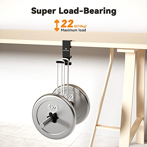 Under Desk Headphone Stand - 360 Degree Rotating Aluminum PC Gaming Headset Holder with Cable Organizer, Adjustable Screw Clamp Hanger for Heavy Headphones, VR Glasses & Bags, Universal Fit