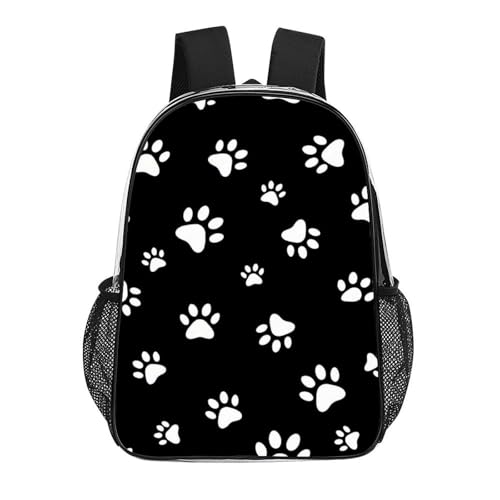 Heavy Duty Clear Daypack Reinforced Bottom for Travel Sporting | Transparent Stadium Approved, Animal Puppy Dog Paw Print, with Side Mesh Pockets, Padded Shoulder Straps for Concert - color: Pattern (506)