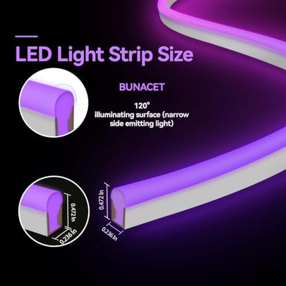 52FT LED Neon Rope Lights, IP67 Waterproof Outdoor-2 Rolls | with RF Remote & APP Control RGB Strips Light ,Music Sync,DIY Design,24V LED Strip Lights for Gaming Wall Christmas Decor - size: Neon-RGB-52ft