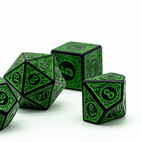DND Dice Set -D&D Polyhedral Dice (7 Pcs) with Black Dice Bag for Dungeons and Dragons Role Playing Dice Games RPGs (Dice-Green with Black Edge) - color: Dice-green With Black Edge