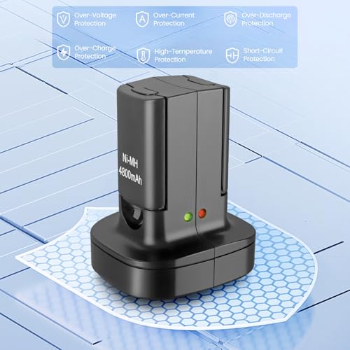 4pcs 4800mAh Battery Compatible with Xbox 360 Controller Battery Including 2-in-1 Battery Charger Station Stand Base