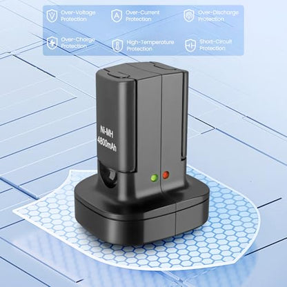 4pcs 4800mAh Battery Compatible with Xbox 360 Controller Battery Including 2-in-1 Battery Charger Station Stand Base