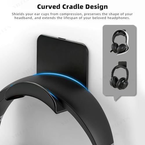 Universal Headphone Hanger Wall Mount & Under Desk Hook – Adhesive Headset Stand for Gaming Headsets & Game Controller Stand