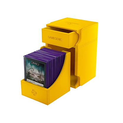 Gamegenic Watchtower 100+ XL Convertible Deck Box - Double-Sleeved Card Storage, Card Game Protector, Nexofyber Surface, Holds Up To 100 Cards, Yellow Color, Made - color: Yellow