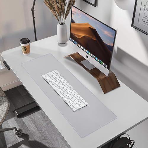 ALOANES Silvery Waterproof Desk Mat, Large Mouse Pad with Extended Mouse Mat, with Anti Slip Base, Stitched Edge, Grain Jacquard Surface, Perfect for Gamer, Office & Home, 11.81''x31.50''x0.12'' | Silver Waterproof Jacquard Mousepad for Keyboard, Computer