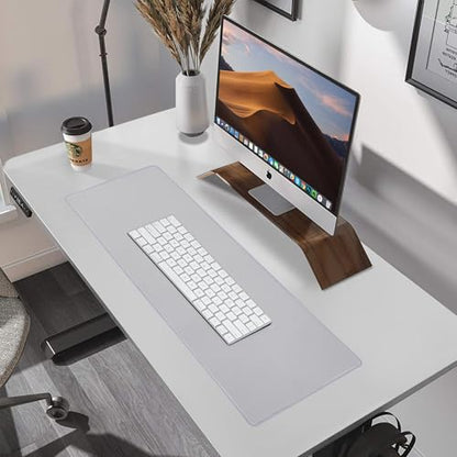 ALOANES Silvery Waterproof Desk Mat, Large Mouse Pad with Extended Mouse Mat, with Anti Slip Base, Stitched Edge, Grain Jacquard Surface, Perfect for Gamer, Office & Home, 11.81''x31.50''x0.12'' | Silver Waterproof Jacquard Mousepad for Keyboard, Computer