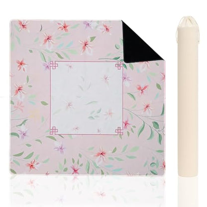 33" x 33" Blush Wild Blossom American Mahjong Mat - Non-Slip Neoprene Pad, Noise Reducing, Easy Clean, Portable for Home, Travel & Airbnb - color: Blush Wild Blossom