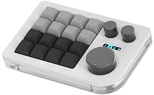 KEEBMONKEY Megalodon Triple Knob Macro Pad Programmable Designer Mini Keyboard 16 Keys (White) - color: White