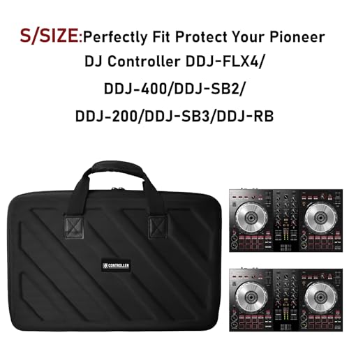 Hard Case Compatible with Pioneer DJ Controller DDJ-FLX4/DDJ-400/DDJ-SB2/DDJ-200/DDJ-SB3/DDJ-RB Protective Carrying Storage Bag,Black(S-20.8 x 14.5 x 3.5 Inch) - size: DDJ-FLX4