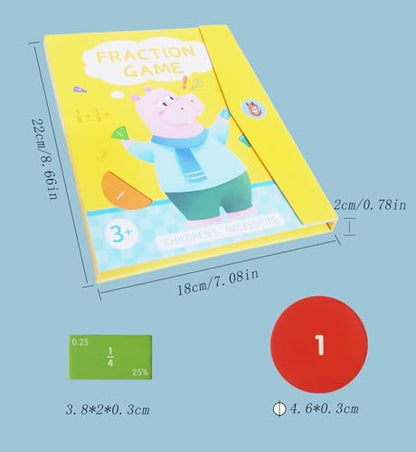 Magnetic Fraction Educational Puzzle for Kids, New Magnetic Fraction Tiles & Fraction Circles, Math Manipulatives Enhance Early Primary School Students Mathematical Skills(Hippo Style) - color: Yellow