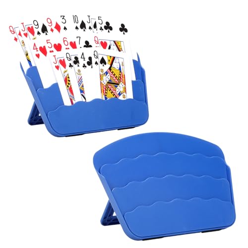 2 Pack Playing Cards Holder for Little Hands or Arthritis Hand,Three Layers Design for UNO Game Nights,Poker,Canasta,Adults,Kids Seniors，Playing Card Accessories for Family Gatherings and Travel - color: 2 Pack Dark Blue