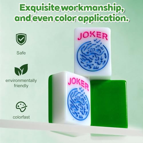 1.2-inch Premium American Mahjong Tile Set. Made of Durable and Sturdy Melamine. Perfect for Multiplayer Games, on-the-go Gaming, and Playing with Family and Friends. (Green) - color: Green