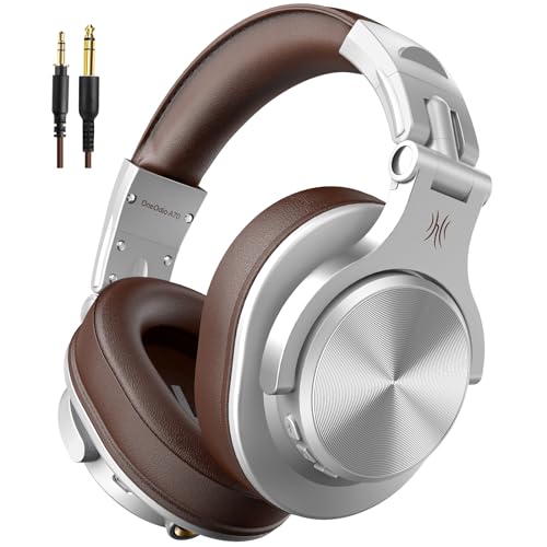 OneOdio A70 Bluetooth Over Ear Headphones, Wireless Headphones w/ 72H Playtime, Hi-Res, 3.5mm/6.35mm Wired Audio Jack for Studio Monitor & Mixing DJ E-Guitar AMP, Computer Laptop PC Tablet - Silver - color: Silver