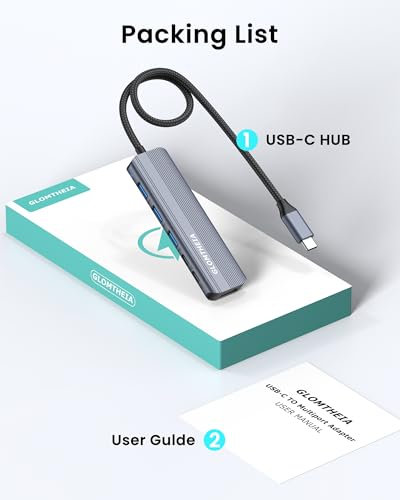 USB C Hub HDMI Multiport Adapter Dongles for MacBook Pro/Air Mac iPad Laptop, Tpye C Multiple Dock with 4k@30Hz HDMI, USB A 3.0, USB C 3.0, 100W Pass Through Charging