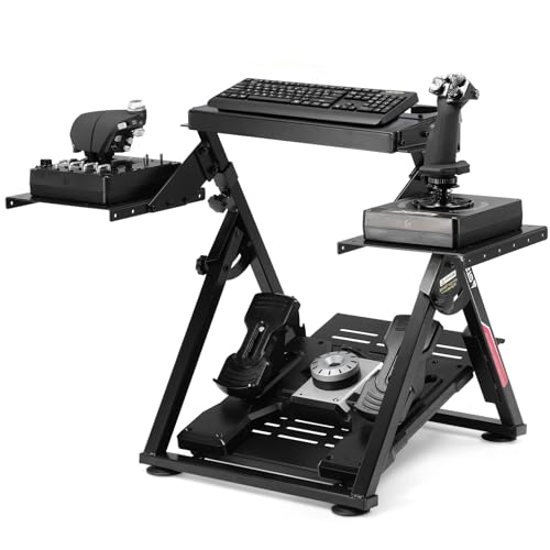 GTPLAYER Flight Racing Simulation Stand Foldable Gaming Stand Compatible with Logitech/Thrustmaster/PXN Gaming Devices Adjustable Stable Simulator Cockpit Stand, Electronic Device Not Included, Black - color: Black Flight Stand