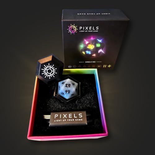 Electronic Dice - D20 (Aurora Sky) - RGB Polyhedral Dice, App-Controlled Light Patterns & Audio, Wireless Charging, Resin, VTT Connectable via Bluetooth, for Role Playing Games Like DND! - color: Aurora Sky