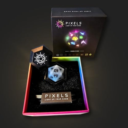 Electronic Dice - D20 (Aurora Sky) - RGB Polyhedral Dice, App-Controlled Light Patterns & Audio, Wireless Charging, Resin, VTT Connectable via Bluetooth, for Role Playing Games Like DND! - color: Aurora Sky