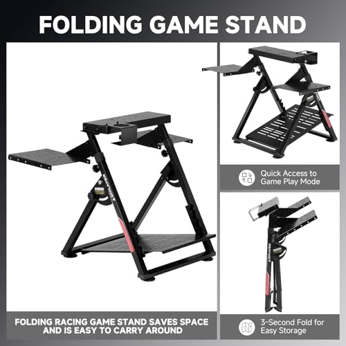 GTPLAYER Flight Racing Simulation Stand Foldable Gaming Stand Compatible with Logitech/Thrustmaster/PXN Gaming Devices Adjustable Stable Simulator Cockpit Stand, Electronic Device Not Included, Black - color: Black Flight Stand