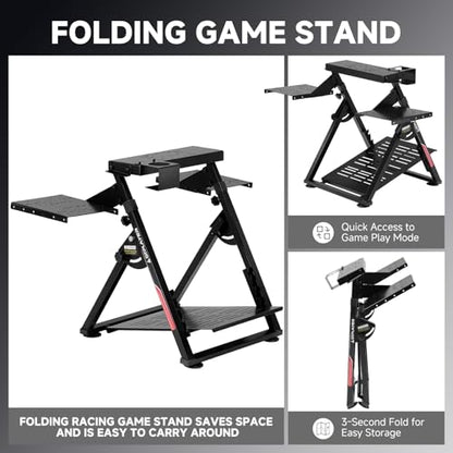 GTPLAYER Flight Racing Simulation Stand Foldable Gaming Stand Compatible with Logitech/Thrustmaster/PXN Gaming Devices Adjustable Stable Simulator Cockpit Stand, Electronic Device Not Included, Black - color: Black Flight Stand