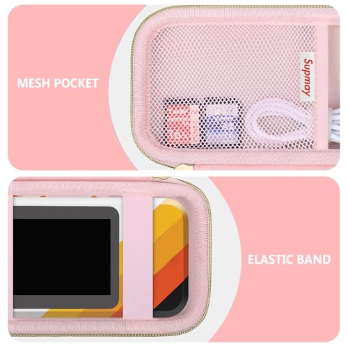 Supmay Hard Travel Case for My Arcade Atari Pocket Player Pro, Portable Video Game System Handheld Game Protection Case with Mesh Pocket for Batteries and USB-C Cable, Pink - color: Pink Star
