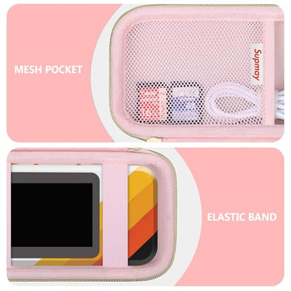 Supmay Hard Travel Case for My Arcade Atari Pocket Player Pro, Portable Video Game System Handheld Game Protection Case with Mesh Pocket for Batteries and USB-C Cable, Pink - color: Pink Star