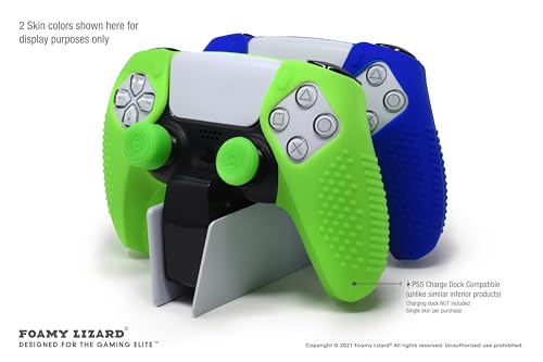 SensePro PS5 Controller Skin Grip, Anti-Slip Studded, Blue | Dock Compatible, Soft Gel Silicone Cover for Playstation 5 Dualsense, Rubber Protector, Raised Thumb Grip Caps - color: Blue