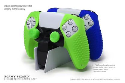 SensePro PS5 Controller Skin Grip, Anti-Slip Studded, Blue | Dock Compatible, Soft Gel Silicone Cover for Playstation 5 Dualsense, Rubber Protector, Raised Thumb Grip Caps - color: Blue