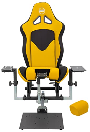 SimFab Modular Flight Simulator Cockpit For Combat Simulation. DCS Edition. Compatible With Thrustmaster Warthog, WinWing, VirPil, VKB And Alike Controls. Upgradable To General Aviation, Space Sim Or Sim Racing. (yellow seat) - color: yellow seat