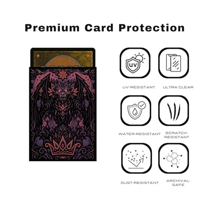 Trading Card Sleeves – 100 Count – Smooth Matte Art Back & Clear Front (66 x 92 mm) – Fits Standard Cards, MTG, Sports & Collector Decks - Crimson Netherlord