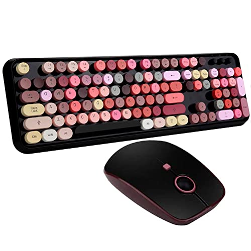 FOPETT Keyboard and Mouse Sets, Wireless, Reliable 2.4 GHz Connectivity for PC,Laptop,Smart TV and More (Black Colorful) - color: V2020 Black Colorful