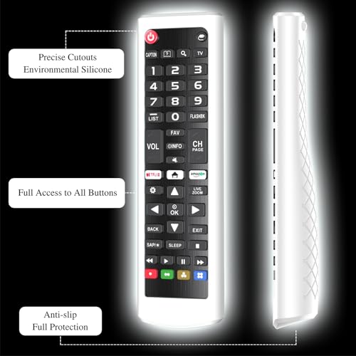 Case for LG TV Remotes, Cover for LG Smart TV Remote Control AKB75095307 AKB75375604 AKB74915305 Original, Replacement Silicone Skin Sleeve Glow in The Dark White - color: White