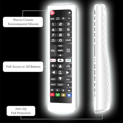 Case for LG TV Remotes, Cover for LG Smart TV Remote Control AKB75095307 AKB75375604 AKB74915305 Original, Replacement Silicone Skin Sleeve Glow in The Dark White - color: White