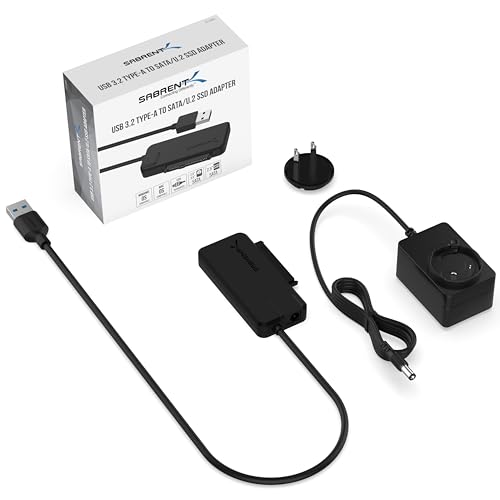 SABRENT USB 3.2 Type-A to SATA/U.2 SSD Adapter Cable (EC-U2SA) | Connects SATA & U.2 SSDs to USB; includes 12V/2A power supply; USB 3.2 - style: 2.5/3.5" SATA/U.2 SSD Adpater