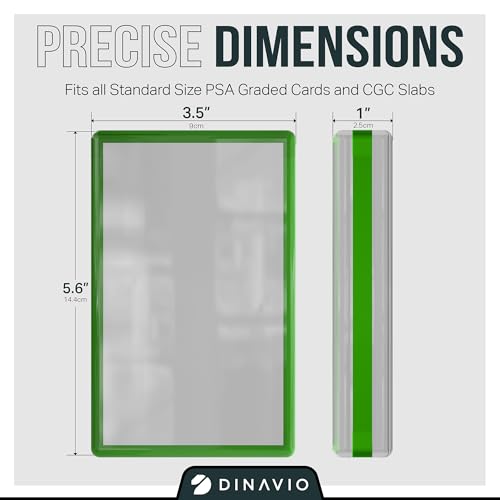 Dinavio Crafthouse PSA Graded Card Display Acrylic Case for Standard PSA and CGC Slabs - Slab Case - PSA Card Case - Graded Card Display Case - Updated Dimensions - Stand Included (Green Border) - color: Green Border