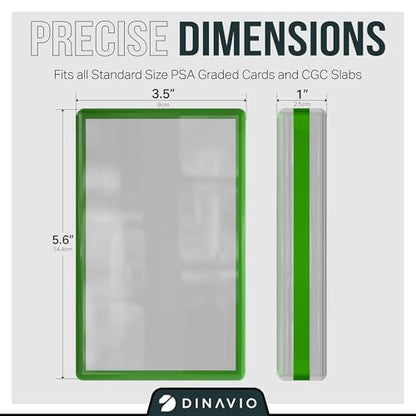 Dinavio Crafthouse PSA Graded Card Display Acrylic Case for Standard PSA and CGC Slabs - Slab Case - PSA Card Case - Graded Card Display Case - Updated Dimensions - Stand Included (Green Border) - color: Green Border