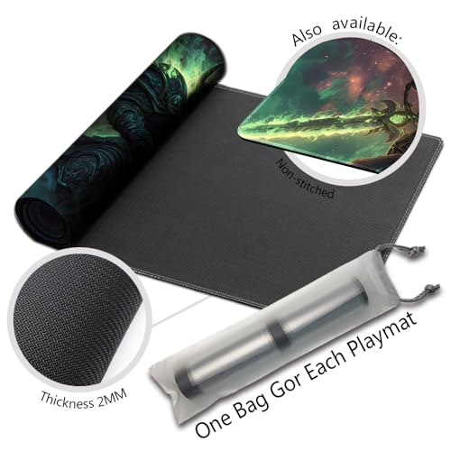 MTG Playmats(Stitched) 14x24in Compatible for OCG CCG RPG TCG Playmats with Card Zones Storage Bag (Apocalypse Knight-with Zone) - color: Apocalypse Knight-with Zone