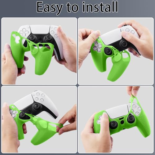 Baval Silicone Cover for Playstation 5 PS5 DualSense Wireless Controller | Scratch-resistant, Easy install, Silicone Construction, Portable Carrying Silicone Cover, Green Silicone Cover - color: Green Silicone Cover