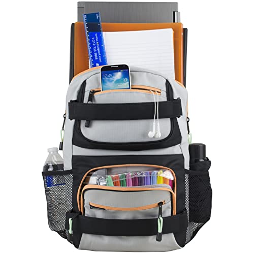 Eastsport Travel Skateboard Backpack Double Strap Laptop Bag Multi-Sport Design for Men and Women, Light Khaki - color: Light Khaki