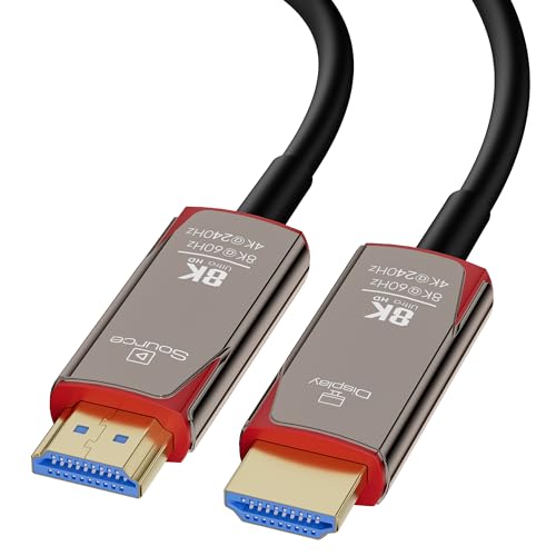 8K Fiber Optic HDMI 2.1 Cable 10ft, High Speed Fiber HDMI Cord 48Gbps, Long Active HDMI Cable, 48Gbps, 8K@60Hz 4K@120Hz, Dynamic HDR, eARC, HDCP 2.2&2.3, 3D, for PC, Monitor, PS5, PS4, Xbox, HDTV - size: 10 Feet