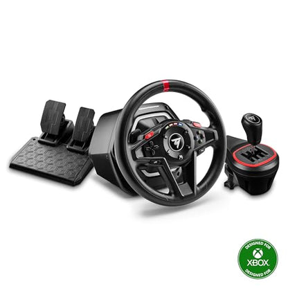 Thrustmaster T128 X Racing Wheel, Pedals & Shifter Bundle - XBOX & PC | Hybrid drive force feedback, 900-degree rotation, racing pedals, 7-speed gearbox, magnetic paddles, for driving and farm sims - style: T128X & Shifter Pack