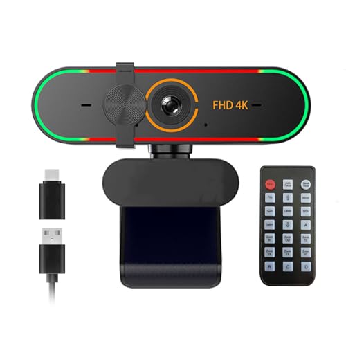 4k Webcam for Online Meeting/Online Teaching/Gaming/Streaming/Video Calls,with Microphone and Remote,Privacy Cover,Plug&Play,PDAF