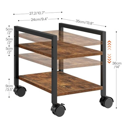 HOOBRO PC Stand, 2-Tier PC Tower Stand Fits Most Computer Towers, CPU Holder for Floor, Height Adjustable, CPU Stand with Wheels Under Desk, for Home Office, Rustic Brown and Black BF11CJ01 - color: Rustic Brown, Black